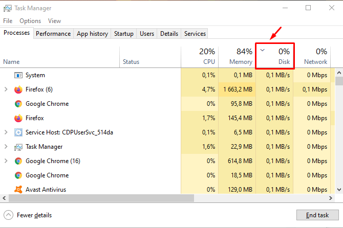 How to fix 100 Disk Usage in Windows 10